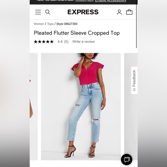 BNWT Express Puffer sleeve blouse. size XS. Pink - Picture 2 of 4